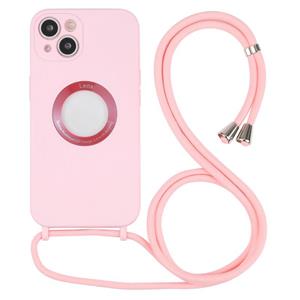 huismerk Acrylic uitgehold telefoonhoesje met lanyard voor iPhone 13 mini