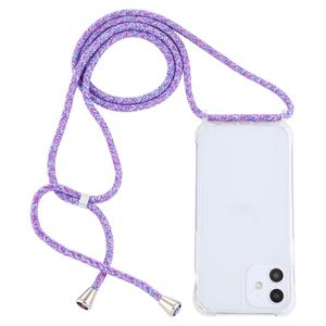 huismerk Transparante acryl airbag schokbestendige telefoon beschermhoes met Lanyard voor iPhone 12 Mini (Purple Rainbow)