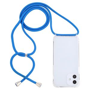 huismerk Transparante acryl airbag schokbestendige telefoon beschermhoes met Lanyard voor iPhone 12 Mini (Blauw)