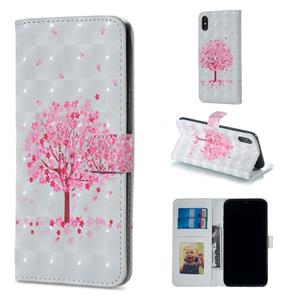 huismerk Roze boom patroon horizontale Flip lederen case voor iPhone X met houder & kaartsleuven & foto frame & portemonnee