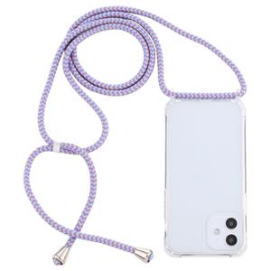 huismerk Transparante acryl airbag schokbestendige telefoon beschermhoes met Lanyard voor iPhone 12 Mini (Paars-blauwe abrikoos)