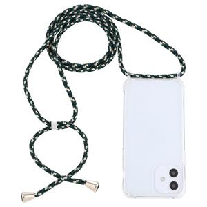 huismerk Transparante acryl airbag schokbestendige telefoon beschermhoes met Lanyard voor iPhone 12 Mini (Groen Beige Zwart)