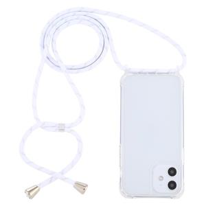 huismerk Transparante acryl airbag schokbestendige telefoon beschermhoes met Lanyard voor iPhone 12 Mini (Wit Goud)