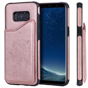 huismerk Voor Galaxy S8 kat boom reliëf patroon schokbestendige beschermende case met kaartsleuven & fotolijstjes (Rose goud)