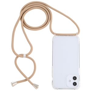 huismerk Transparante acryl airbag schokbestendige telefoon beschermhoes met Lanyard voor iPhone 12 Mini (Camel)