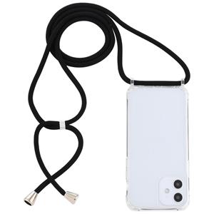 huismerk Transparante acryl airbag schokbestendige telefoon beschermhoes met Lanyard voor iPhone 12 Mini (Zwart)