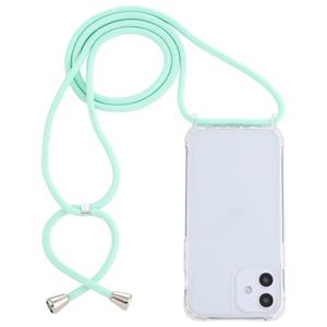 huismerk Transparante acryl airbag schokbestendige telefoon beschermhoes met Lanyard voor iPhone 12 Mini (Mint Green)