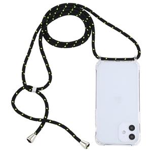 huismerk Transparante acryl airbag schokbestendige telefoon beschermhoes met Lanyard voor iPhone 12 Mini (Zwart Groen)