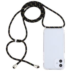 huismerk Transparante acryl airbag schokbestendige telefoon beschermhoes met Lanyard voor iPhone 12 Mini (Zwart Goud)