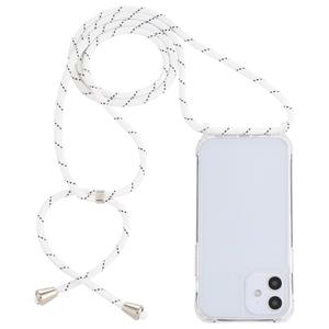 huismerk Transparante acryl airbag schokbestendige telefoon beschermhoes met Lanyard voor iPhone 12 Mini (Wit-grijze fijne lijnen)