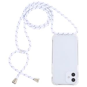 huismerk Transparante acryl airbag schokbestendige telefoon beschermhoes met Lanyard voor iPhone 12 Mini (Wit grijs ruwe korrel)