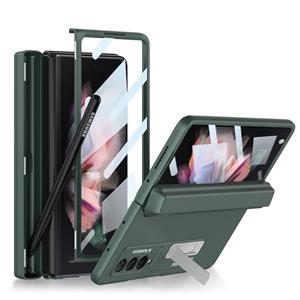 Voor Samsung Galaxy Z Fold3 5G GKK geïntegreerde magnetische volledige dekking Telefoon Flip Case met Penbox (Dark Night Green)