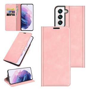 huismerk Voor Samsung Galaxy S22 5G Retro-Skin Business Magnetische Zuigleer Case met Houder & Card Slots & Wallet (Pink)