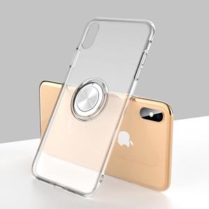 huismerk Transparante TPU metalen ringhoes voor iPhone XS met metalen ringhouder (transparant)