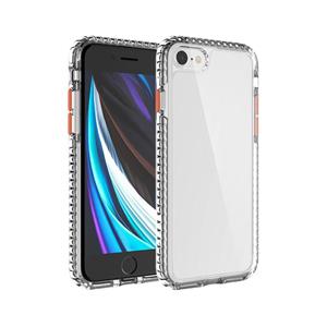 huismerk 2 in 1 Ultra Clear Shockproof PC+ TPU Case met verwisselbare kleurenknop voor iPhone SE 2020 / 8 / 7(Oranje)