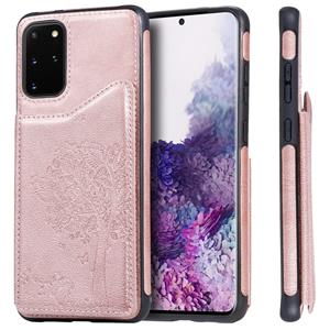 huismerk Voor Galaxy S20 Plus Cat Tree Embossing Pattern Shockproof Protective Case met card slots & Photo Frame(Rose Gold)