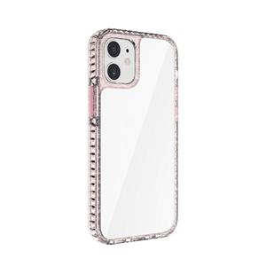 huismerk 2 in 1 Ultra Clear Shockproof PC+ TPU Case met verwisselbare kleurenknop voor iPhone 12 mini(Roze)