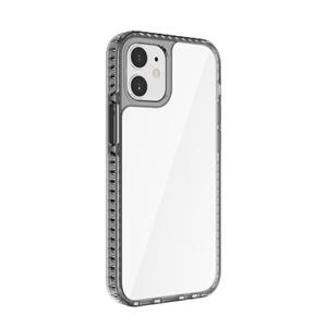 huismerk 2 in 1 Ultra Clear Shockproof PC+ TPU Case met verwisselbare kleurenknop voor iPhone 12 mini (Transparant Zwart)