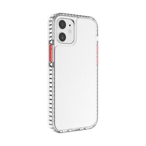 huismerk 2 in 1 Ultra Clear Shockproof PC+ TPU Case met verwisselbare kleurenknop voor iPhone 12 mini(Rood)