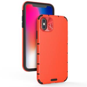 huismerk Voor iPhone XR Schokbestendige Grain Leather PC + TPU Case(Rood)