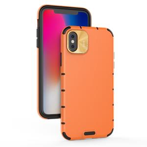 huismerk Voor iPhone XR Schokbestendige Grain Leather PC + TPU Case(Oranje)