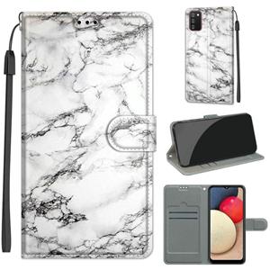 huismerk Voor Samsung Galaxy A02S / M02S Voltage Gekleurde Tekening Magnetische Clasp Horizontale Flip PU Leren Case met Houder & Card Slots (C01 White Marble)