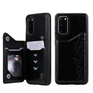 huismerk Voor Galaxy S20 Six Cats Embossing Pattern Shockproof Protective Case met Card Slots & Photo Frame(Black)