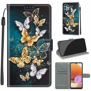 huismerk Voor Samsung Galaxy A32 4G Voltage Gekleurde Tekening Magnetische Sluiting Horizontale Flip PU Lederen Case met Houder & Card Slots (C20 Gold Silver F