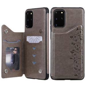 huismerk Voor Galaxy S20 Plus Six Cats Embossing Pattern Shockproof Protective Case met Card Slots & Photo Frame(Grey)