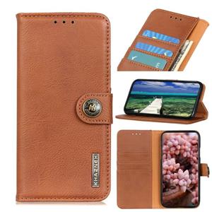 huismerk Voor Samsung Galaxy S22 + 5G Khazneh-koeienhuid Textuur Horizontale Flip Lederen Case met Houder & Card Slots & Portemonnee (Bruin)