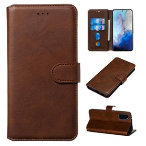 huismerk Voor Galaxy S20 Classic Calf Texture Magnetic Attraction Horizontal Flip Leather Case met Stand & Card Slots & Wallet Function(Brown)