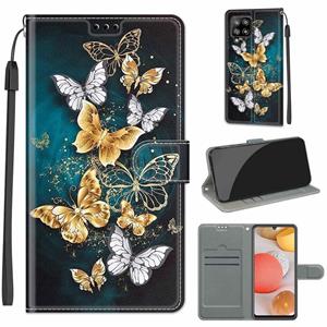 huismerk Voor Samsung Galaxy A42 5G Voltage Gekleurde Tekening Magnetische Clasp Horizontale Flip PU Lederen Case met Houder & Card Slots (C20 Gold Silver Flyi