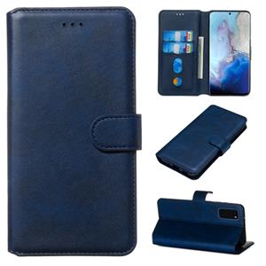 huismerk Voor Galaxy S20 Classic Calf Texture Magnetic Attraction Horizontal Flip Leather Case met Stand & Card Slots & Wallet Function(Blue)