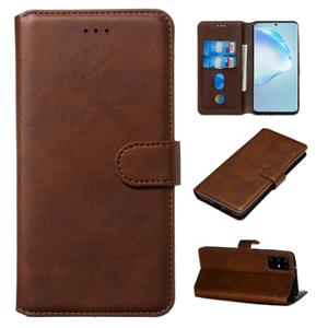 huismerk Voor Galaxy S20+ Classic Calf Texture Magnetic Attraction Horizontal Flip Leather Case met Stand & Card Slots & Wallet Function(Brown)