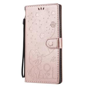 huismerk Voor Samsung Galaxy Note 20 Ultra Cat Bee Embossing Pattern Shockproof Horizontale Flip Lederen Case met Holder & Card Slots & Wallet (Rose Gold)