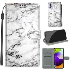 huismerk Voor Samsung Galaxy A52 5G Voltage Gekleurde Tekening Magnetische Sluiting Horizontale Flip PU Lederen Case met Houder & Card Slots (C01 White Marble)