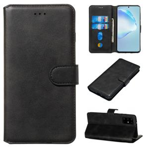 huismerk Voor Galaxy S20+ Classic Calf Texture Magnetic Attraction Horizontal Flip Leather Case met Stand & Card Slots & Wallet Function(Black)