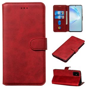 huismerk Voor Galaxy S20+ Classic Calf Texture Magnetic Attraction Horizontal Flip Leather Case met Stand & Card Slots & Wallet Function(Red)