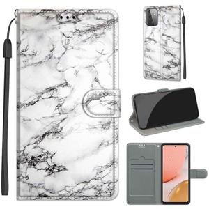 huismerk Voor Samsung Galaxy A72 5G Voltage Gekleurde Tekening Magnetische Sluiting Horizontale Flip PU Lederen Case met Houder & Card Slots (C01 White Marble)