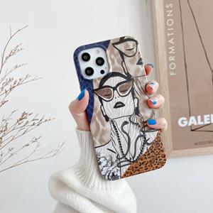 huismerk Schokbestendige half-inclusive Leopard Patroon Beschermende Hoesje Voor iPhone 12 mini (Bril Meisje)