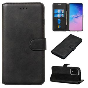 huismerk Voor Galaxy S20 Ultra Classic Calf Texture Magnetic Attraction Horizontal Flip Leather Case met Stand & Card Slots & Wallet Function(Black)