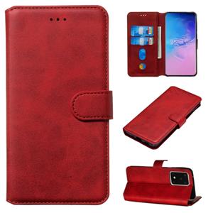 huismerk Voor Galaxy S20 Ultra Classic Calf Texture Magnetic Attraction Horizontal Flip Leather Case met Stand & Card Slots & Wallet Function(Red)