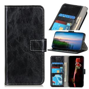 huismerk Voor Samsung Galaxy S22 5G Retro Crazy Horse Textuur Horizontale Flip Leren Case met Houder & Card Slots & Fotolijst & Portemonnee (Zwart)