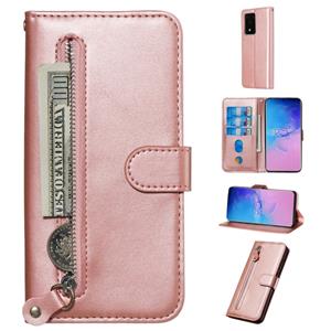 huismerk Voor Galaxy S20 Ultra Fashion Calf Texture Zipper Horizontal Flip Leather Case met Stand & Card Slots & Wallet-functie(Rose Gold)