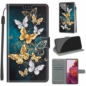 huismerk Voor Samsung Galaxy S21 Ultra 5G Voltage Gekleurde Tekening Magnetische Clasp Horizontale Flip PU Lederen Case met Houder & Card Slots (C20 Gold Silve