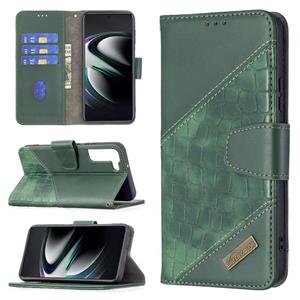 huismerk Voor Samsung Galaxy S22 + 5G Matching Color Crocodile Textuur Lederen Telefoonhoesje Met Houder & Card Slots & Portemonnee