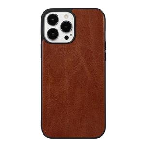 huismerk Lederen Double Colour Crazy Horse Phone Case voor iPhone 13 Pro (Brown)