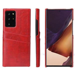 fierreshann Voor Samsung Galaxy Note 20 Fierre Shann Retro Olie Wax Textuur PU Lederen case met kaartslots(rood)