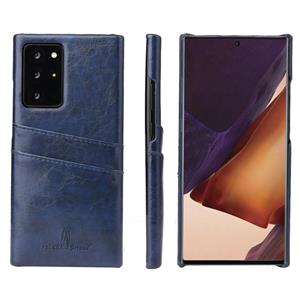 fierreshann Voor Samsung Galaxy Note 20 Fierre Shann Retro Olie Wax Textuur PU Lederen case met kaartslots(Blauw)