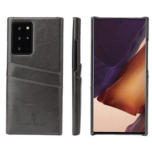 fierreshann Voor Samsung Galaxy Note 20 Ultra Fierre Shann Retro Oil Wax Texture PU Lederen case met kaartslots(zwart)